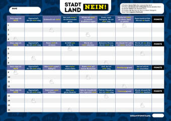 Stadt, Land, NEIN! - Der Spieleklassiker für Pessimist*innen und alle, die eigentlich keinen Bock haben