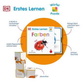 Erstes Lernen Würfelpuzzle. Farben