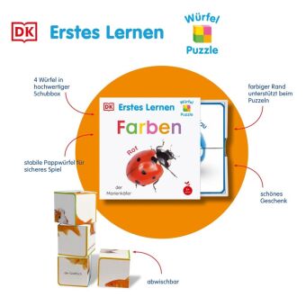 Erstes Lernen Würfelpuzzle. Farben