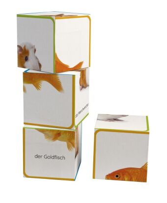 Erstes Lernen Würfelpuzzle. Haustiere