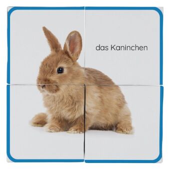 Erstes Lernen Würfelpuzzle. Haustiere