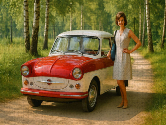 CALVENDO Puzzle Gepflegtes Schätzchen - Trabant 500 | 1000 Teile Lege-Größe 64x48cm Foto-Puzzle für glückliche Stunden