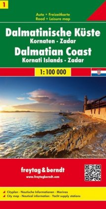 Dalmatinische Küste, Kornaten - Zadar, Autokarte 1:100.000. Dalmatinski obala. Dalmatische Kust. Dalmatian Coast. Cote D