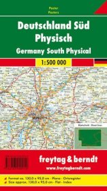 Deutschland Süd physisch, 1:500.000, Poster. Germany South Physical