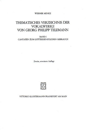 Thematisches Verzeichnis der Vokalwerke von Georg Philipp Telemann 