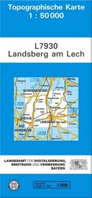 Topographische Karte Bayern Landsberg am Lech