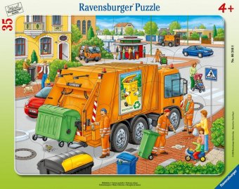 Ravensburger Kinderpuzzle - 06346 Müllabfuhr - Rahmenpuzzle für Kinder ab 4 Jahren, mit 35 Teilen