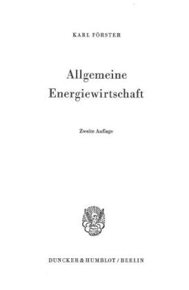 Allgemeine Energiewirtschaft. 