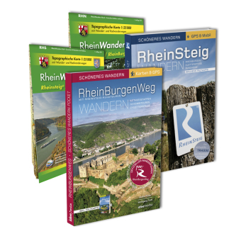 Rheinsteig/Rheinburgenweg - Premium-Set mit zwei Topo-Karten 1: 25000 des LVermGeo, 4 Teile