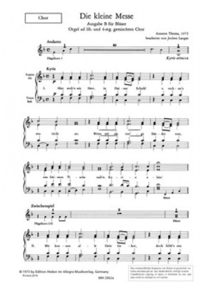 Die Kleine Messe für 4-stimmigen gemischten Chor und Bläser 