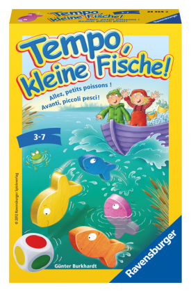 Ravensburger 23334 - Tempo, kleine Fische, Mitbringspiel für 1-6 Spieler, Kinderspiel ab 3 Jahren, kompaktes Format, Rei