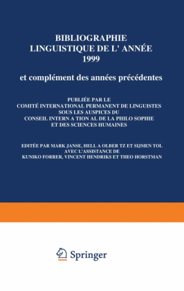 Bibliographie linguistique de l année 1999/Linguistic Bibliography for the year 1999, 2 Pts. 