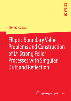 Elliptic Boundary Value Problems and Construction of Lp-Strong Feller Processes with Singular Drift and Reflection 