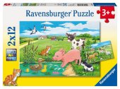 Ravensburger Kinderpuzzle - 07582 Tierkinder auf dem Land - Puzzle für Kinder ab 3 Jahren, mit 2x12 Teilen