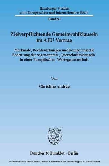 Zielverpflichtende Gemeinwohlklauseln Im Aeu Vertrag Ebook