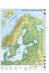 Skandinavien und Baltikum physisch. Stiefel Wandkarte Kleinformat Scandinavia and the Baltic Countries