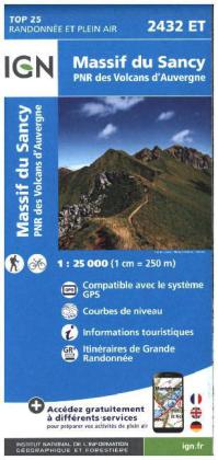 IGN Karte, Carte de randonnée (et plein air) Massif du Sancy - PNR des Volcans d'Auvergne