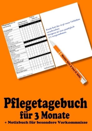 Pflegetagebuch für 3 Monate - inkl. Notizbuch 