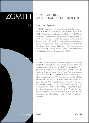 ZGMTH - Zeitschrift der Gesellschaft für Musiktheorie, 12. Jahrgang 2015 