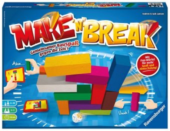 Ravensburger 26750 - Make 'n' Break - Gesellschaftsspiel für die ganze Familie mit Bausteinen, Spiel für Erwachsene und