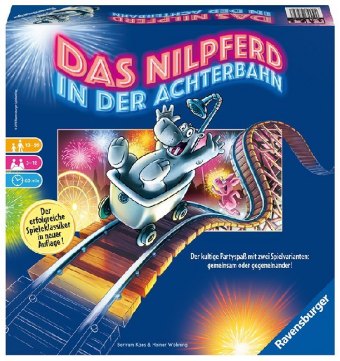 Ravensburger 26772 - Nilpferd in der Achterbahn - Gesellschaftsspiel für die ganze Familie, Spiel für Erwachsene und Kin