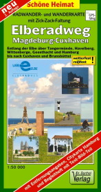 Doktor Barthel Radwander- und Wanderkarte mit Zick Zack Faltung Elberadweg, Magdeburg-Cuxhaven
