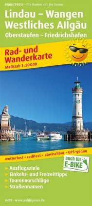 PublicPress Rad- und Wanderkarte Lindau - Wangen, Westliches Allgäu, Oberstaufen - Friedrichshafen