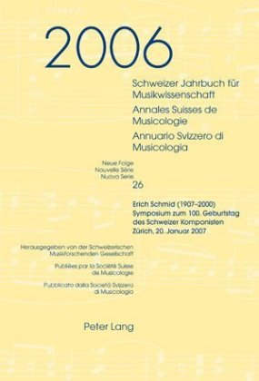 Schweizer Jahrbuch für Musikwissenschaft- Annales Suisses de Musicologie- Annuario Svizzero di Musicologia 