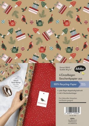 Geschenkpapier Set Weihnachten: Modernes Ornamente-Muster 