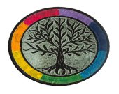 Räucherstäbchenhalter "Baum des Lebens rainbow" Speckstein rund 10 cm