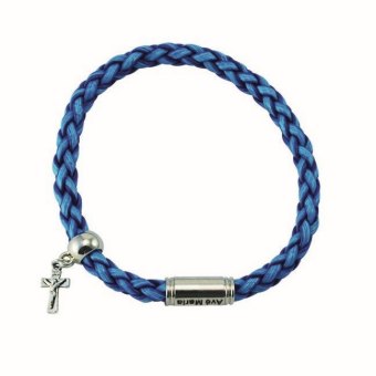 Armband blau mit kleinem Kreuz 