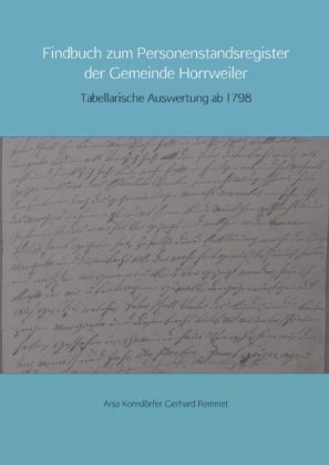 Findbuch zum Personenstandsregister der Gemeinde Horrweiler 