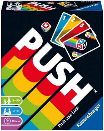 Ravensburger 26828 - Push, Unterhaltsames Kartenspiel für die ganze Familie, Risiko ab 8 Jahren, Ablegespiel für 2-6 Spi