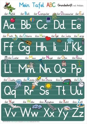 Mein Tafel-ABC Grundschrift mit Artikeln Lernposter, glänzend, 300g, 32 x 46 cm