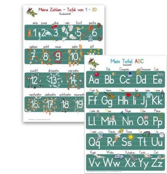 Mein Tafel-ABC + Meine Zahlentafel in Druckschrift, 2 Teile