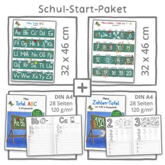 Mein Schul-Start-Paket, 2 Lernposter 32 x 46 cm + 2 Schreiblernhefte DIN A4 