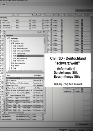 Cvil 3D Deutschland / Civil 3D-Deutschland, 2. Buch, "schwarz/weiß" (Information), Darstellungs-Stile, Beschriftungs-Sti 