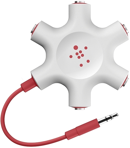 BELKIN Audio-Splitter ROCKSTAR, 3.5mm Klinke, 5in1, MIXit + 3.5mm Klinke-Kabel, 0.60m, Rot