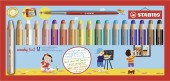 Buntstift, Wasserfarbe & Wachsmalkreide - STABILO woody 3 in 1 - 18er Pack mit Spitzer und Pinsel - mit 18 verschiedenen