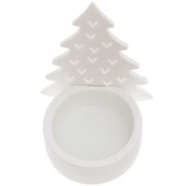 Teelichthalter Tannenbaum, Keramik, weiß
