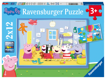 Ravensburger Kinderpuzzle 05574 - Peppas Abenteuer - 2x12 Teile Peppa Pig Puzzle für Kinder ab 3 Jahren 