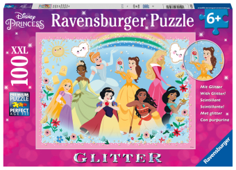 Ravensburger Kinderpuzzle 13326 - Stark, schön und unglaublich mutig - 100 Teile XXL Disney Prinzessinnen Glitterpuzzle  