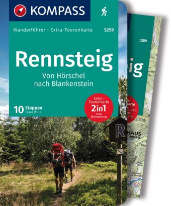 KOMPASS Wanderführer Rennsteig, 10 Etappen mit Extra-Tourenkarte