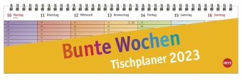 Bunte Wochen Wochenquerplaner 2023. Übersichtlicher Umklapp-Kalender 