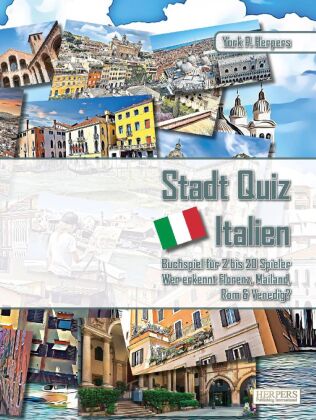 Stadt Quiz Italien | Buchspiel für 2 bis 20 Spieler | Wer erkennt Florenz, Mailand, Rom & Venedig? 
