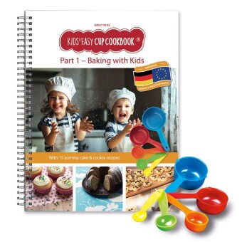 Kids Easy Cup Cookbook: Baking with Kids (Part 1), Baking box set incl. 5 colorful measuring cups, m. 1 Buch, m. 5 Beila