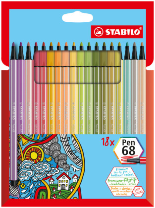 STABILO Pen 68 18er Kartonetui neue Farben 