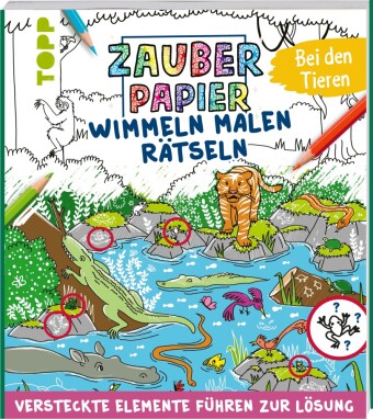 Zauberpapier Wimmel-Mal-Rätselbuch - Bei den Tieren