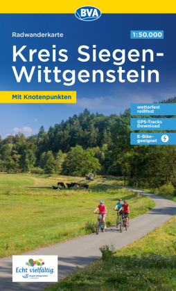 Radwanderkarte BVA Kreis Siegen-Wittgenstein mit Knotenpunkten 1:50.000, reiß- und wetterfest, GPS-Tracks Download, E-Bi
