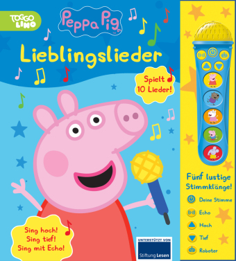 Peppa Pig - Lieblingslieder - Mikrofonbuch - Pappbilderbuch mit abnehmbarem Mikrofon mit 5 lustigen Stimmklängen und 10  